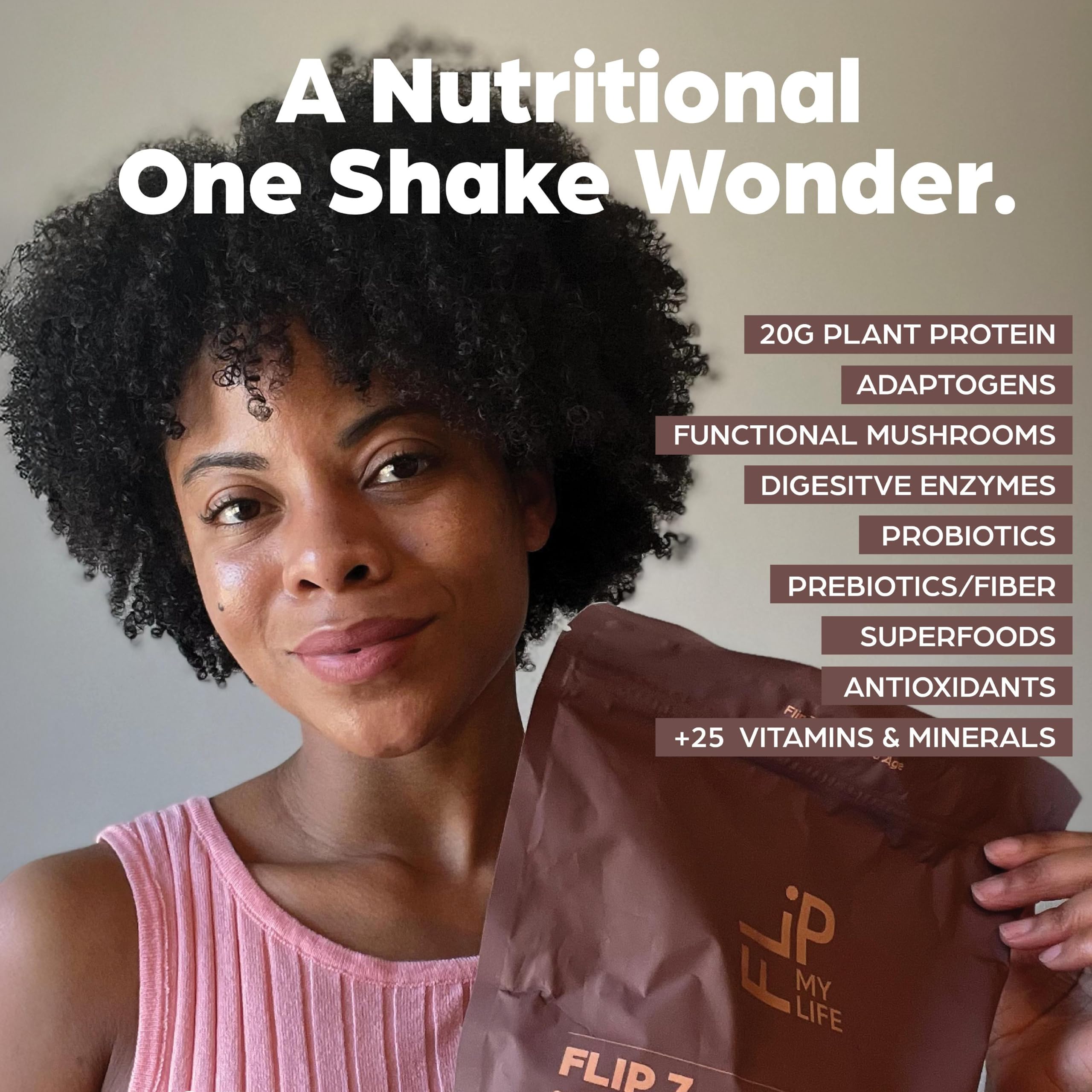 Flip My Life, Flip 7 Natural SuperFood, Plant-Based Protein, Complete Meal Replacement to Support Healthy Gut, 7 Mega Nutrient Rich Blends
