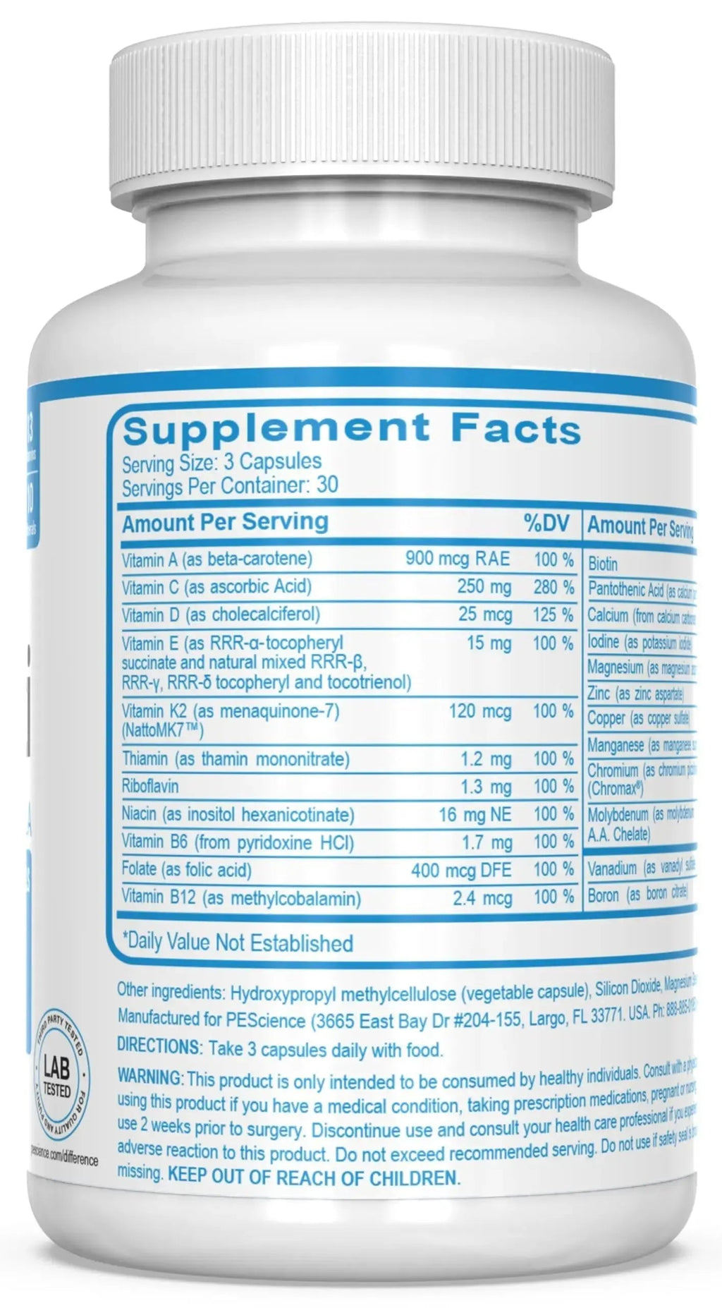 PEScience TruMulti Multivitamin for Men, Daily Formula with Premium Vitamin C, D, Zinc, Chromium Picolinate Supplement for Immune Support PEScience Au supplements