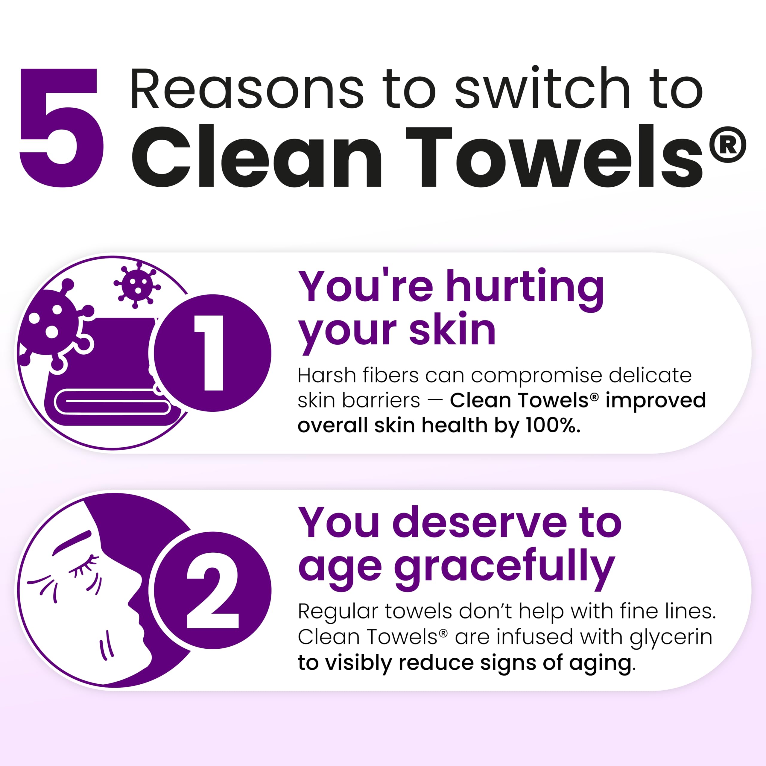 CLEAN SKIN CLUB Healthy Aging Clean Towels® XL, Smooths Fine Lines Wrinkles & Texture, Disposable Face Dry Wipes, XL - 1 Pack (50 count)