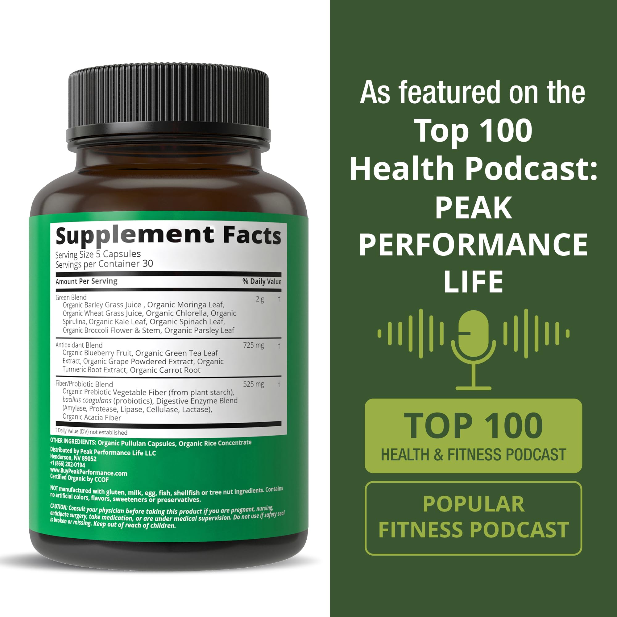 Organic Super Greens 150 Capsules - Green Juice Superfood Supplement with 25 All Natural Organic Ingredients. Max Energy and Detox Super Food Pills with Spirulina, Spinach, Kale, Turmeric, Probiotics Peak Performance Au supplements