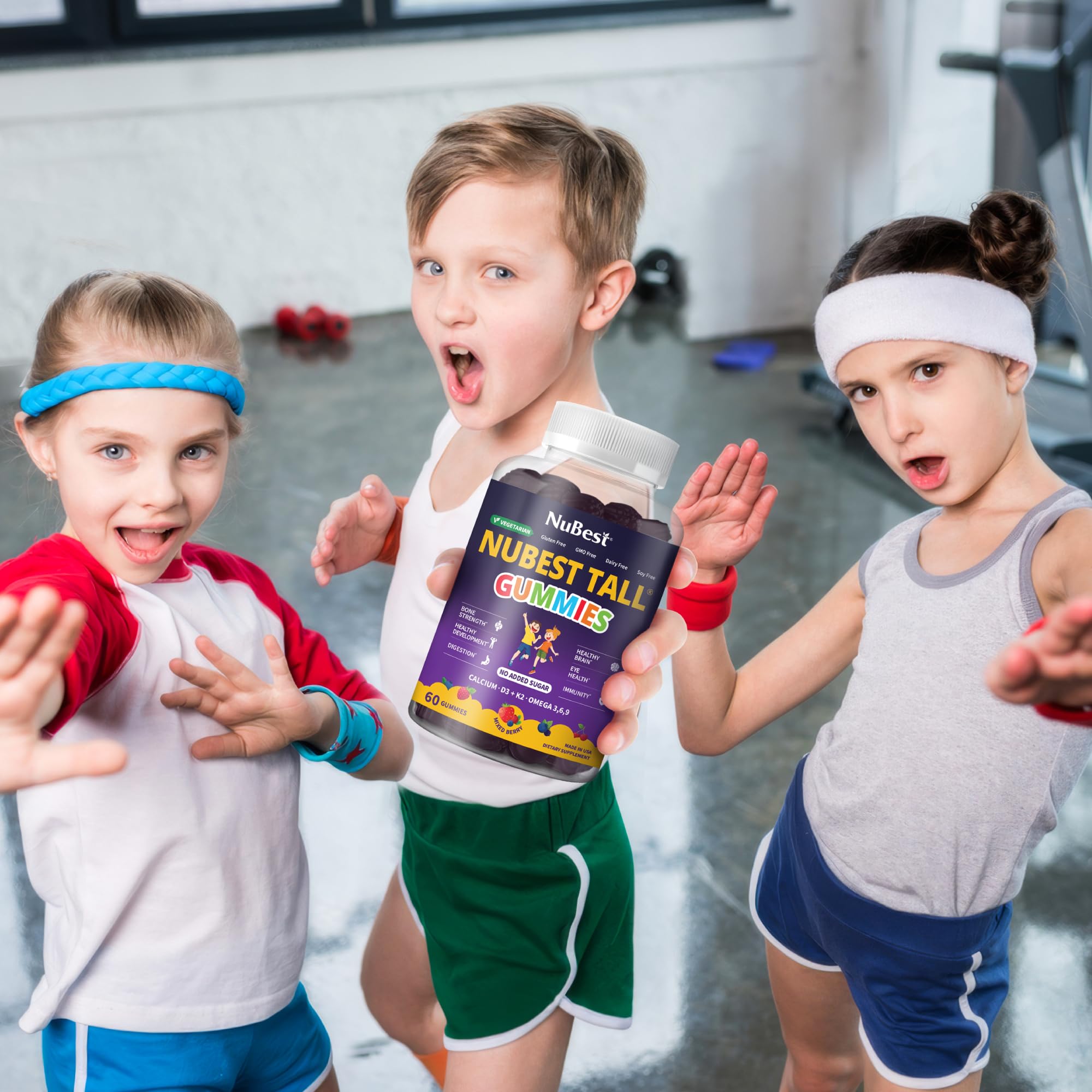 NuBest Tall Gummies for Kids Age 2+ & Teens | Bone Strength, Immunity, Digestive Health with Calcium, Vitamin D3, K2, B Complex, Magnesium, Zinc