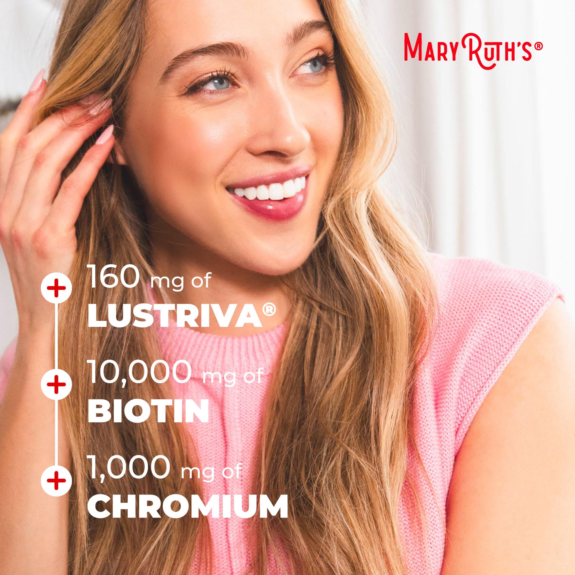 MARYRUTH'S Liquid Multivitamin+Hair Growth | Biotin 10000mcg | Lustriva Hair Growth Supplement | Clinically Tested in Women for Thicker Hair&Facial Wrinkle