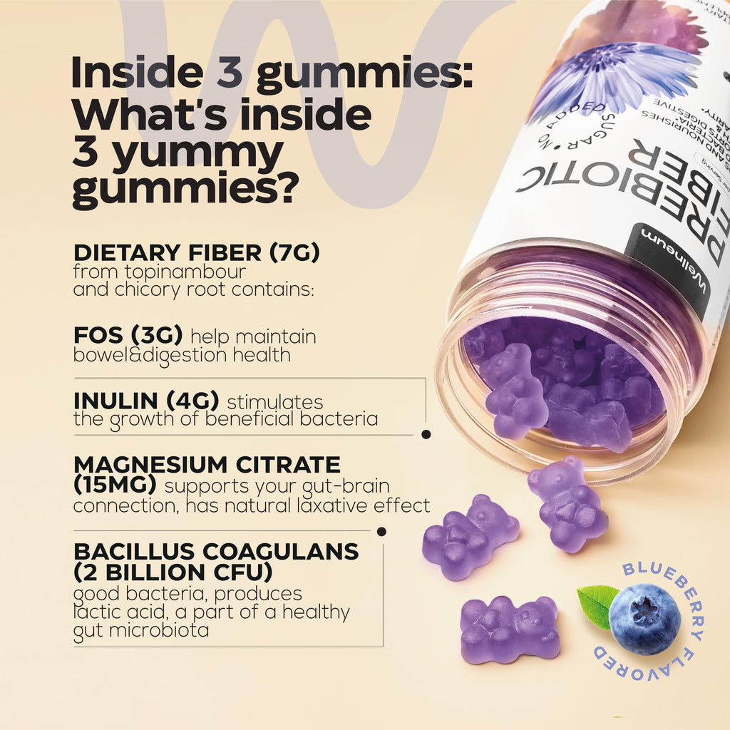 High Prebiotic Fiber Gummies for Women and Men 7G, 160 Pcs (2 Pack) - Natural  Support - Beet FOS Fiber, Magnesium, Inulin, Probiotic - Gummy Supplement for Digestive Health - Sugar Free