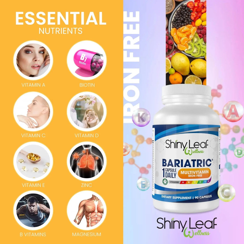 Bariatric Multivitamin Iron-Free One Capsule Per Day and CoQ10 100mg Supplement for Brain Health and Energy Management for Women and Men Shiny Leaf Au supplements