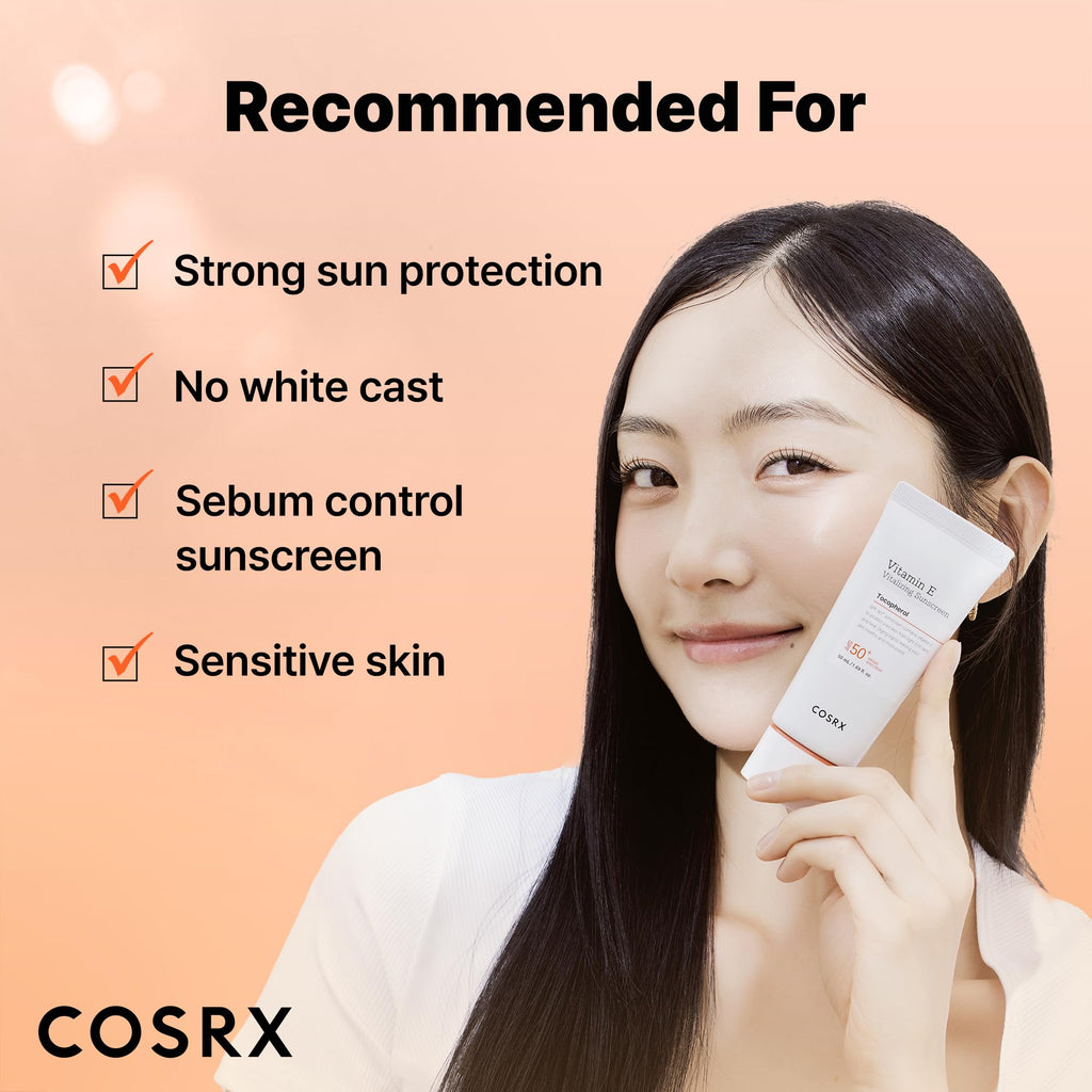 COSRX Vitamin E Vitalizing Sunscreen,SPF 50 Broad Spectrum Face Sunscreen, Lightweight