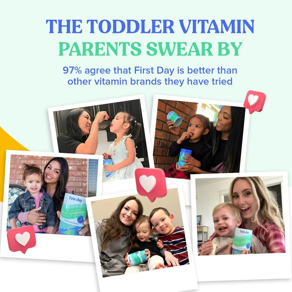 FIRST DAY Toddler Multivitamin Gummies (Ages 2-3)| Kids Multivitamin Gummies with Vitamins A C D3, B2, B12, Choline, Folate and 21 Organic Superfoods| (30 Day Supply) FIRST DAY Au supplements