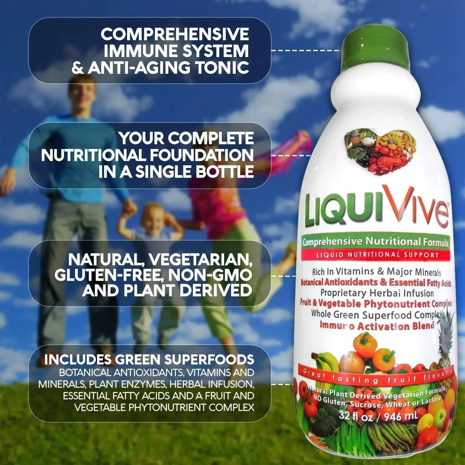 LiquiVive Liquid Vitamins Mega Nutrition | Vegetarian Daily Multivitamin Balance Immune Support Booster Superfood of Nature | Vitamin C D3 A B12 E K | Life Miracle Au supplements