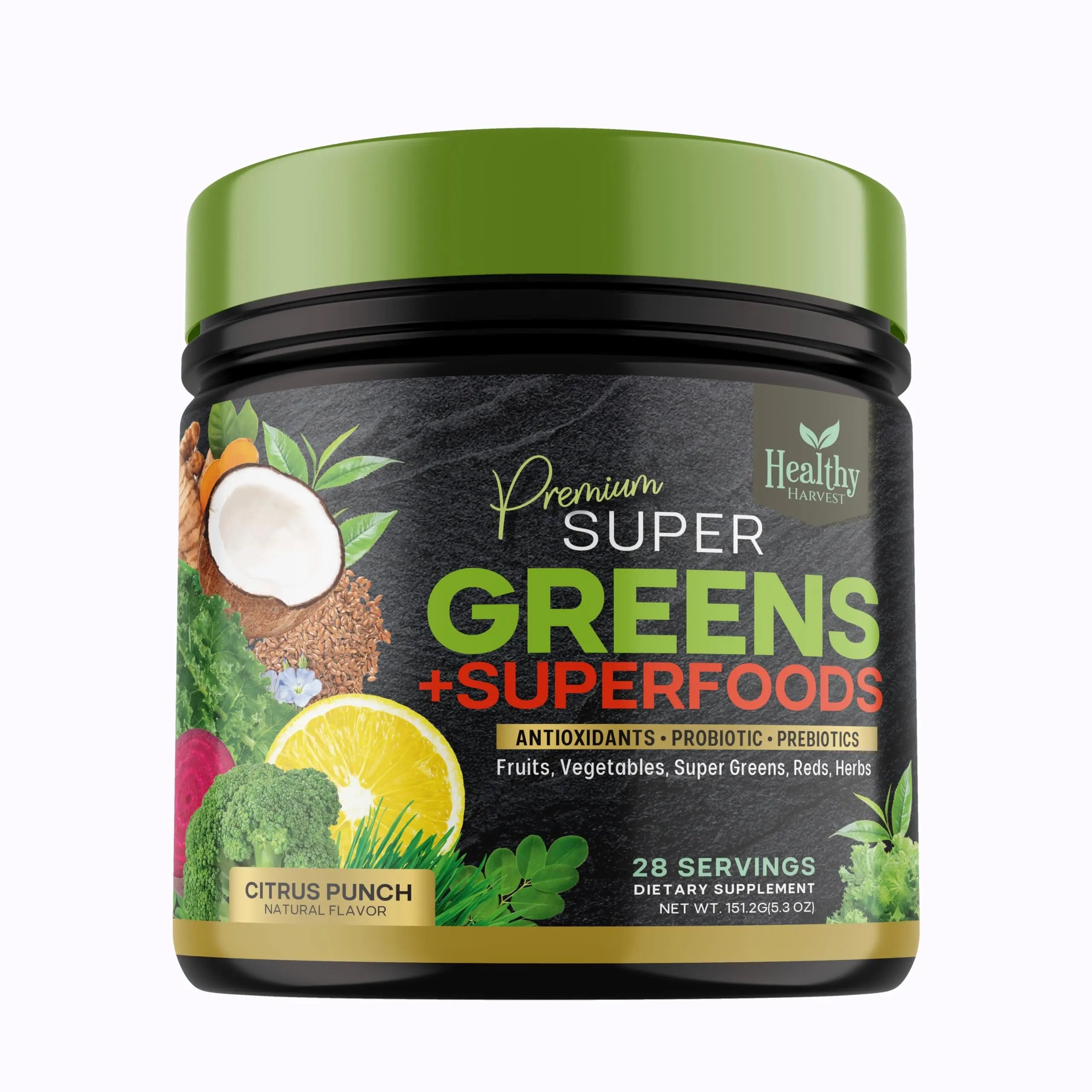Greens Powder Superfood Supplement - Super Green Reds Smoothie Mix Blend with Spirulina Healthy Harvest Nutrition Au supplements