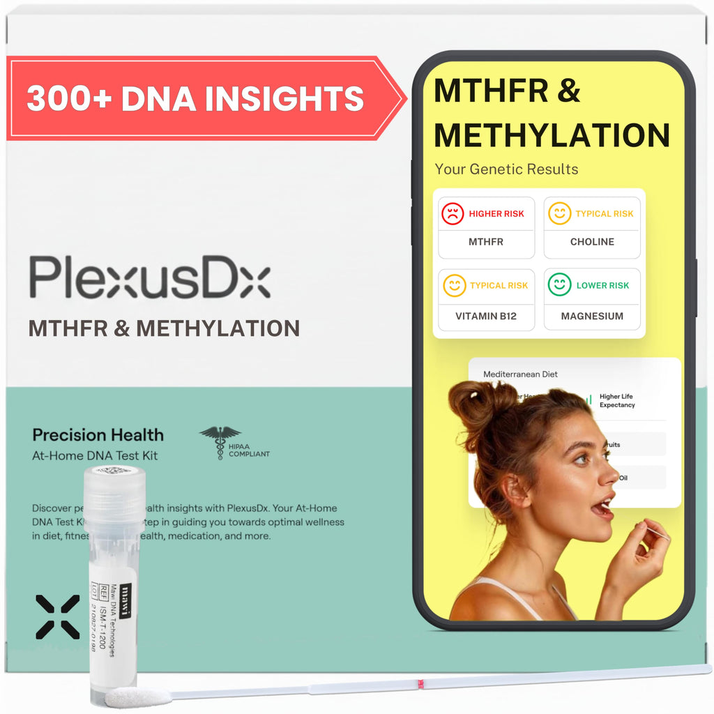 Genetic Methylation Test Kit & MTHFR Testing Kit | 300+ DNA Reports Including MTHFR Gene Variants, COMT, BHMT, AHCY and Folate | Custom Supplement & Meal Plan Recommendations with 10,000 Recipes PlexusDX Au supplements