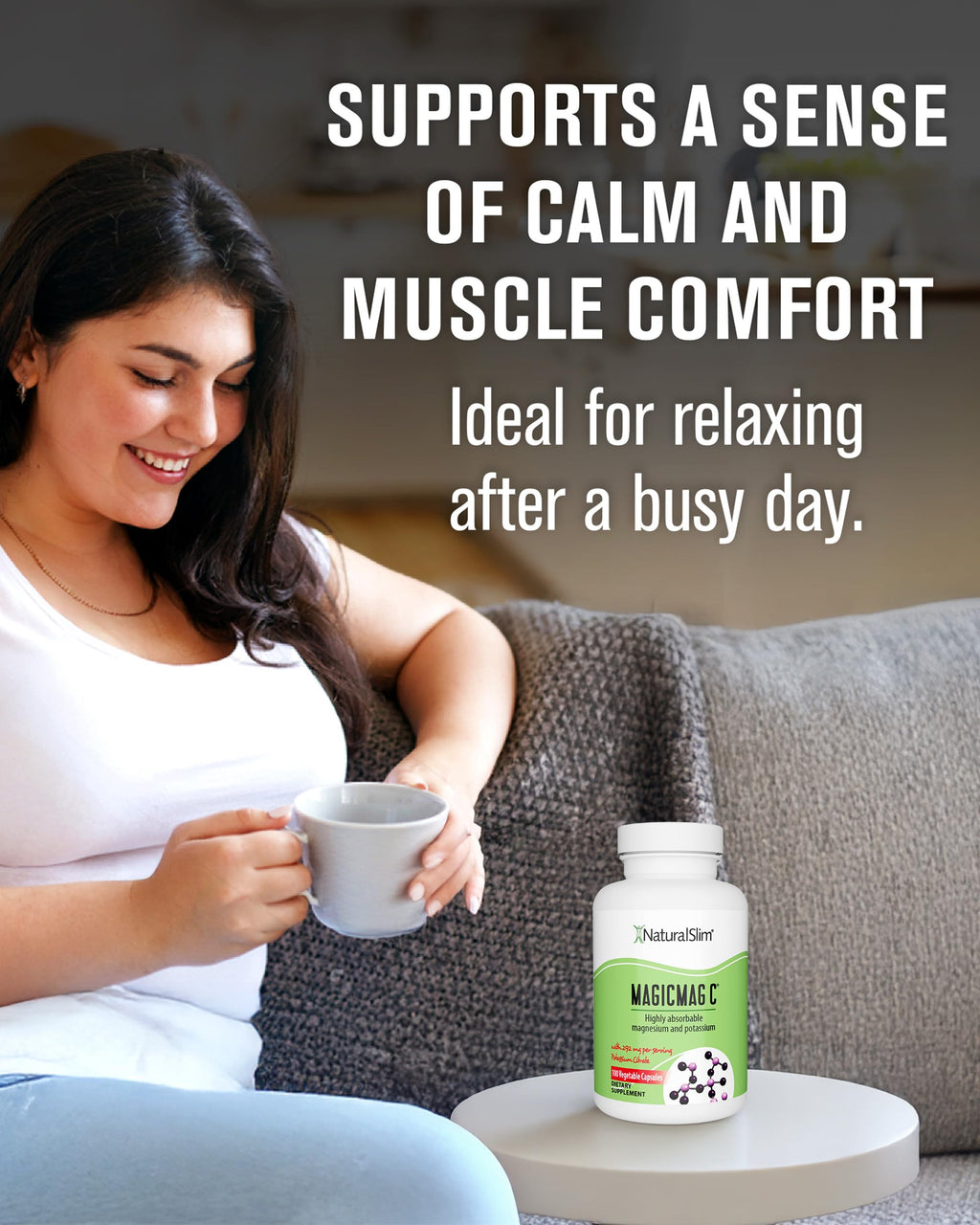 MagicMag C by NaturalSlim, Magnesium Citrate Capsules for Muscle Relaxation, Sleep Quality, Nerve Function & Electrolyte Support, Daily Magnesium Supplement
