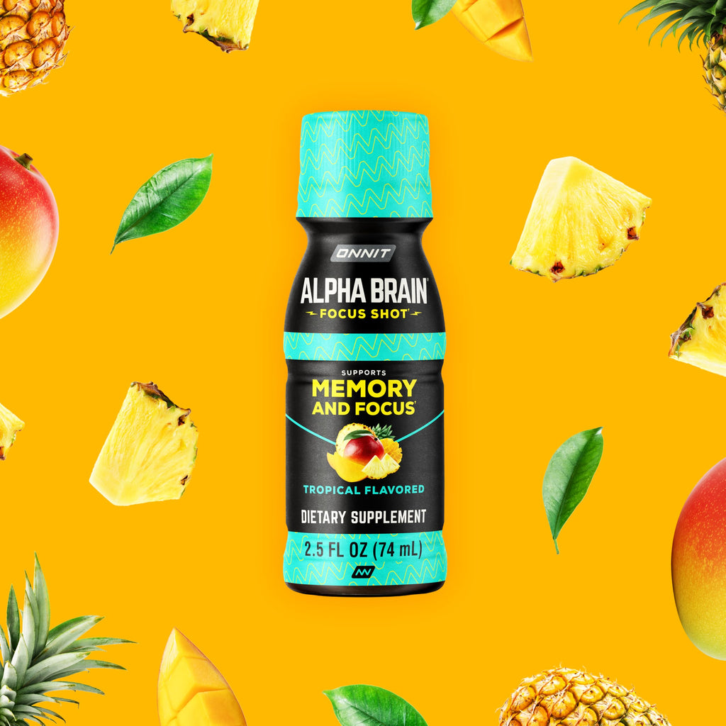 ONNIT Alpha Brain Focus Shot, Tropical Flavor, Nootropic Dietary Supplement Drink That Supports Energy, Focus, and Mood, IGEN™ Non-GMO Tested, 2.5 fl oz, 6 Count ONNIT Au supplements