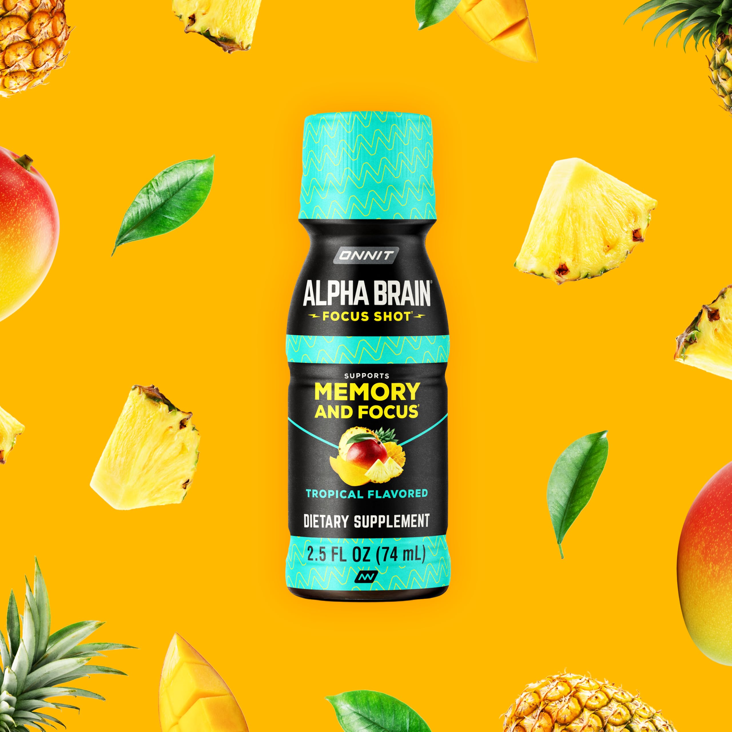 ONNIT Alpha Brain Focus Shot, Tropical Flavor, Nootropic Dietary Supplement Drink That Supports Energy, Focus, and Mood, IGEN™ Non-GMO Tested, 2.5 fl oz, 6 Count ONNIT Au supplements