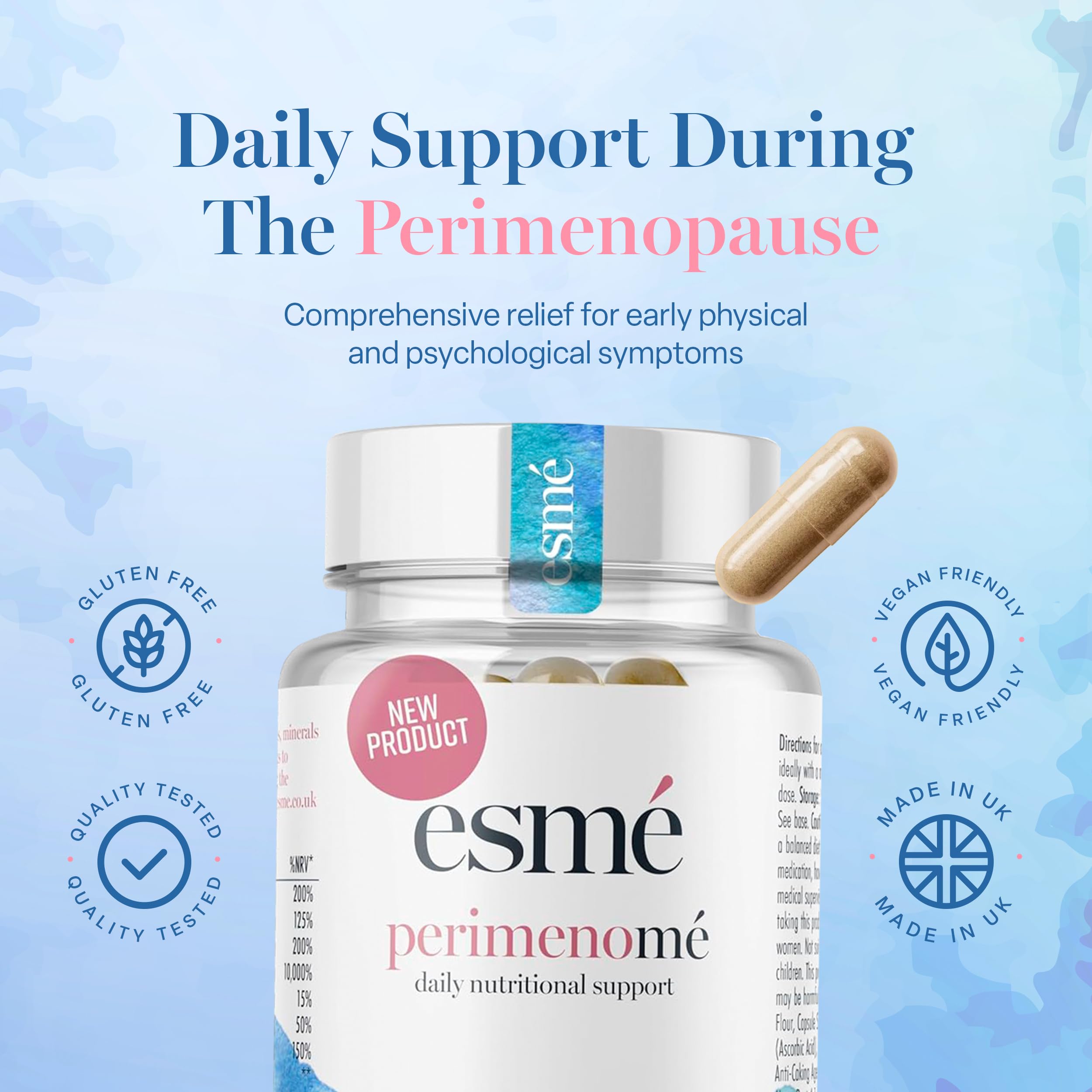 Esme Menopause Supplements Perimenopause Supplements 1 Month Supply - Daily Support for The Early Stage of Menopause – 60 Capsules - Includes Ashwagandha, Vitamins and Red Clover Esme Au supplements