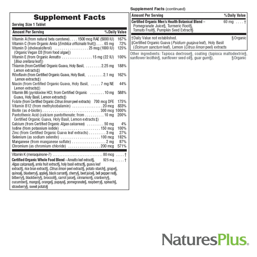 NaturesPlus Source of Life Garden Men’s Once Daily Multivitamin - 30 Tablets - Supports Energy & Stamina Nature's Plus Au supplements