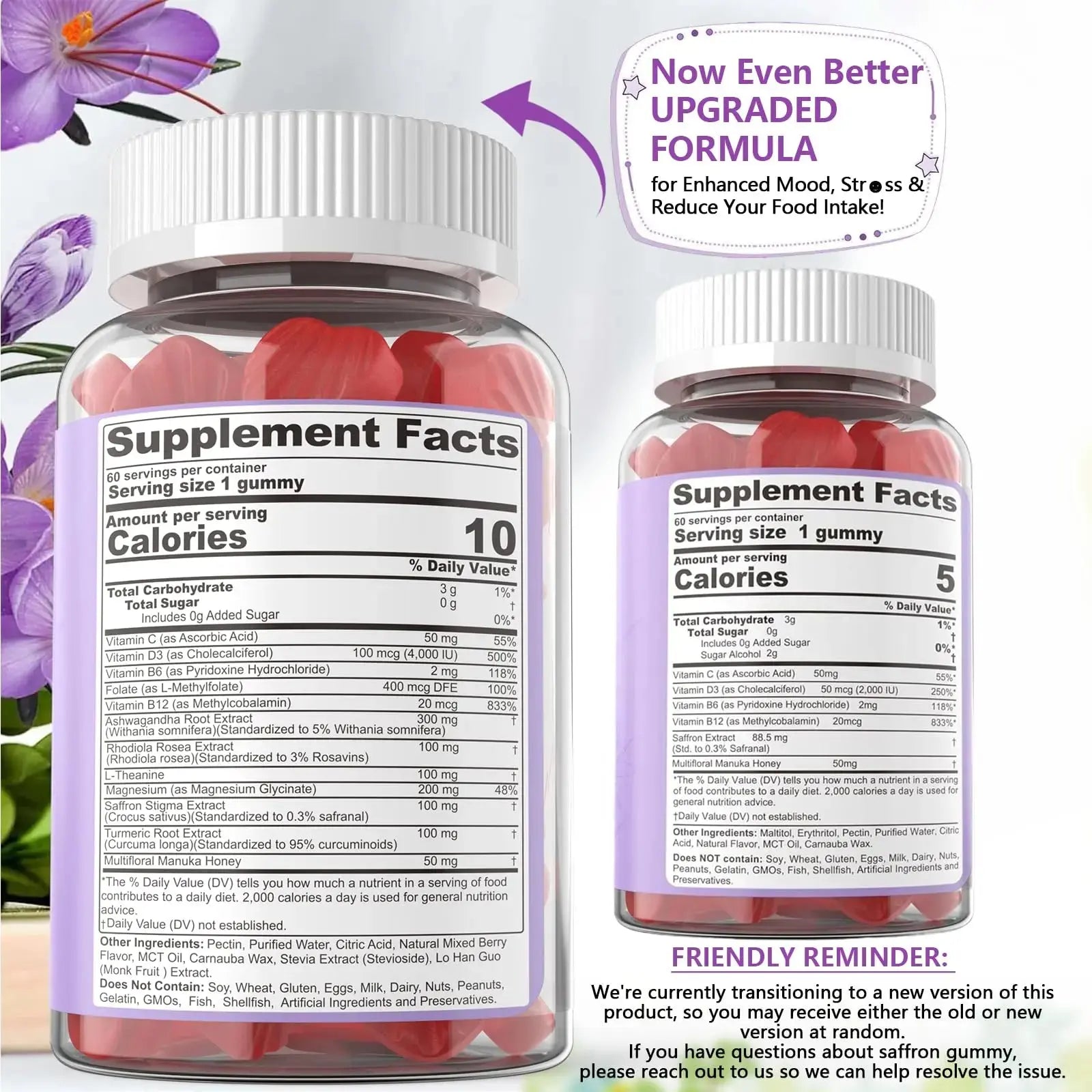 Saffron Supplements Gummies 100mg - 100% Pure Saffron Extract with Magnesium Glycinate, L-Theanine, Turmeric, Ashwagandha NEVISS Au supplements