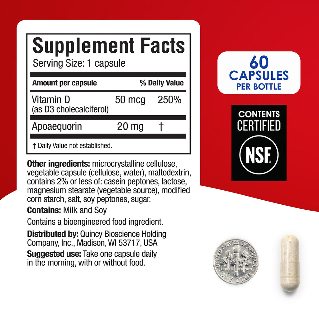 Prevagen Extra Strength - 60 Capsules (2 Month Supply) | Formulated for Your Brain | 20mg of Apoaequorin Plus Vitamin D3 Prevagen Au supplements