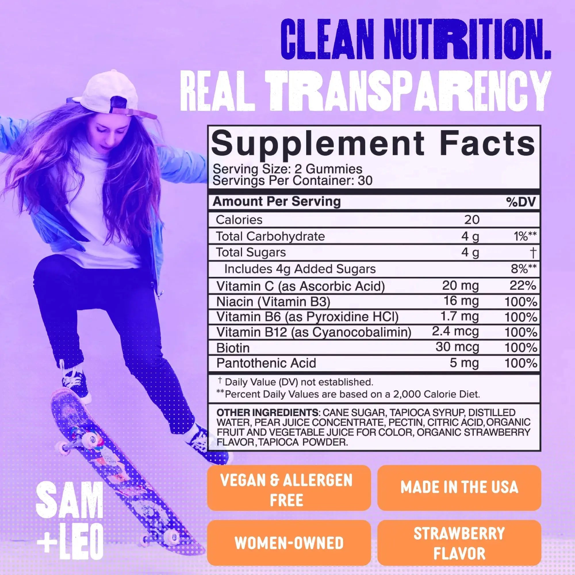 SAM+LEO Vitamin B Complex Gummies with Biotin for Kids & Teens - Caffeine-Free Focus & Energy Support Supplement Gummies | SAM+LEO Au supplements