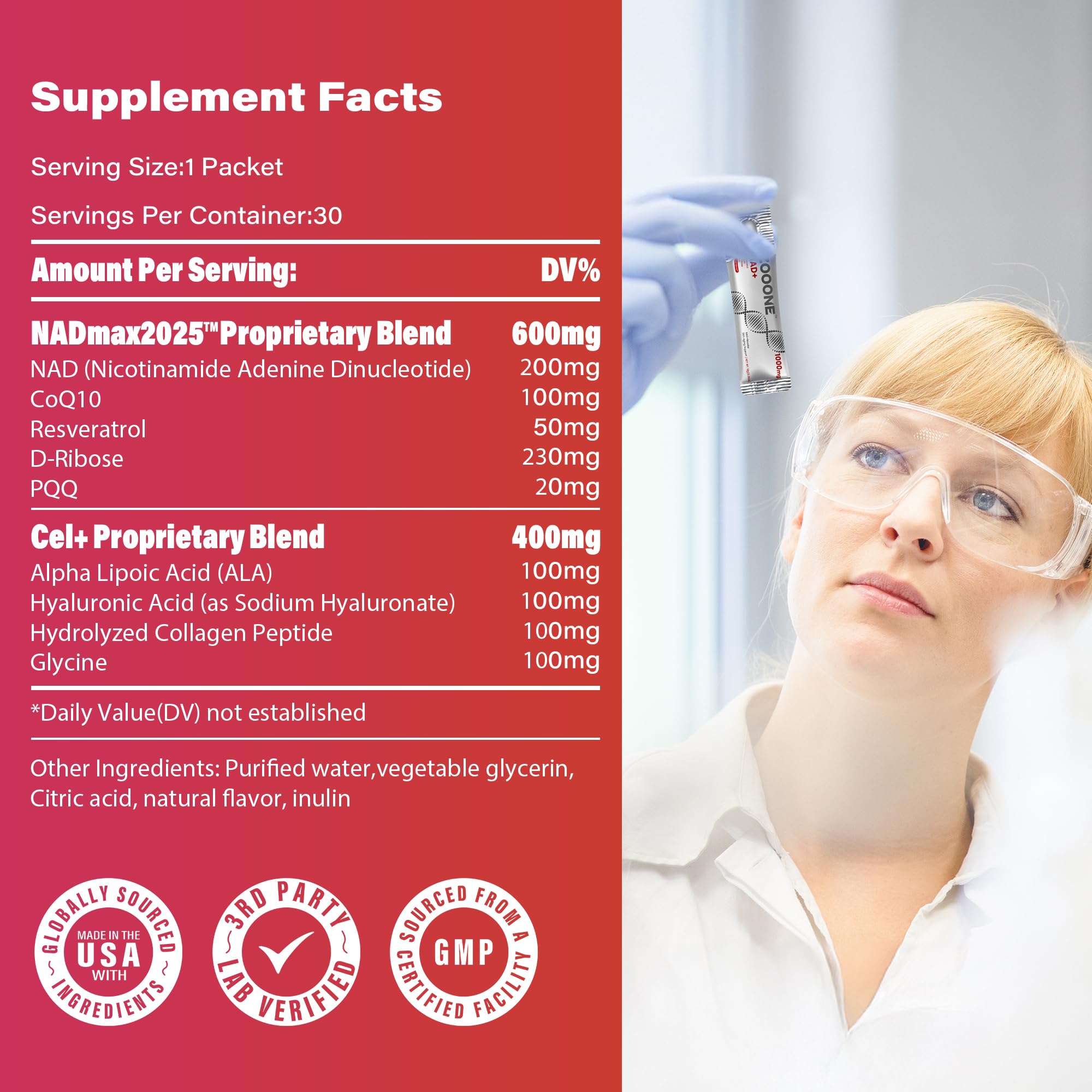 NAD+ 1000mg Liquid Packets Supplement - Premium Nicotinamide Riboside & Resveratrol for Cellular Energy,Advanced NAD Booster for Men & Women (90 Pocket) zooone Au supplements