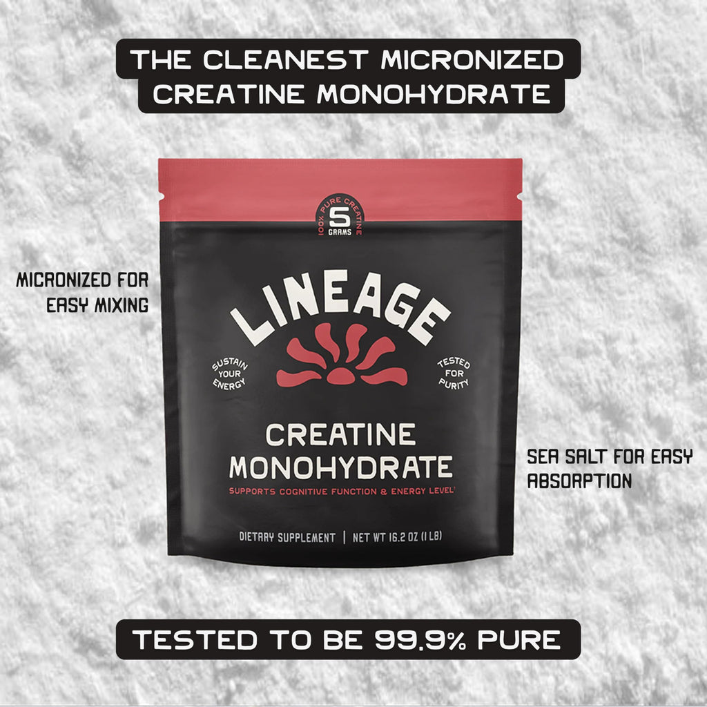 Lineage Provisions Micronized Creatine Monohydrate with Sea Salt - Micronized Creatine Powder for Training & Performance