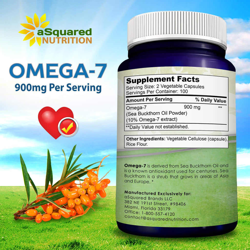 aSquared Nutrition Purified Omega 7 Fatty Acids-200 Capsules from Natural Sea Buckthorn aSquared Nutrition Au supplements