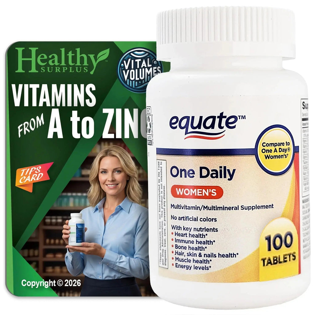 Healthy Surplus Equate One Daily Women's Multivitamin/Multimineral Supplement 100 Tablets and Vital Volumes Vitams Healthy Surplus Au supplements