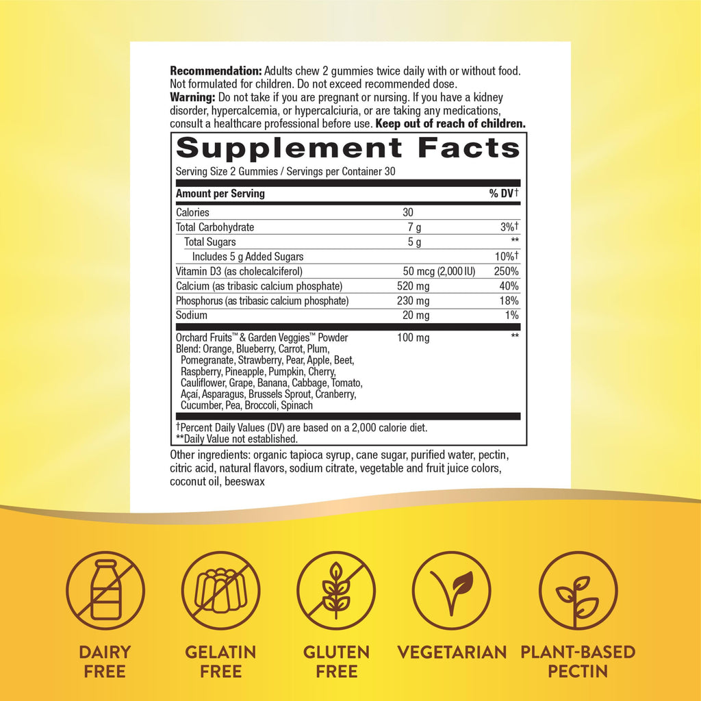Nature’s Way Alive! Chewable Calcium Gummies with Vitamin D3, Daily Supplement Supports Healthy Bones and Teeth, and Muscle Function*, Strawberry and Raspberry