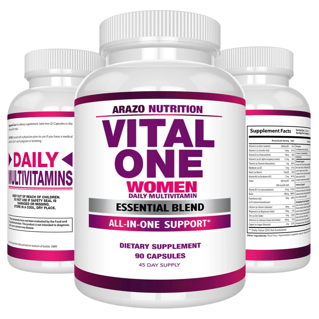 Arazo Nutrition Vital One Multivitamin for Women - Daily Wholefood Supplement - 90 Vegan Capsules Arazo Nutrition Au supplements