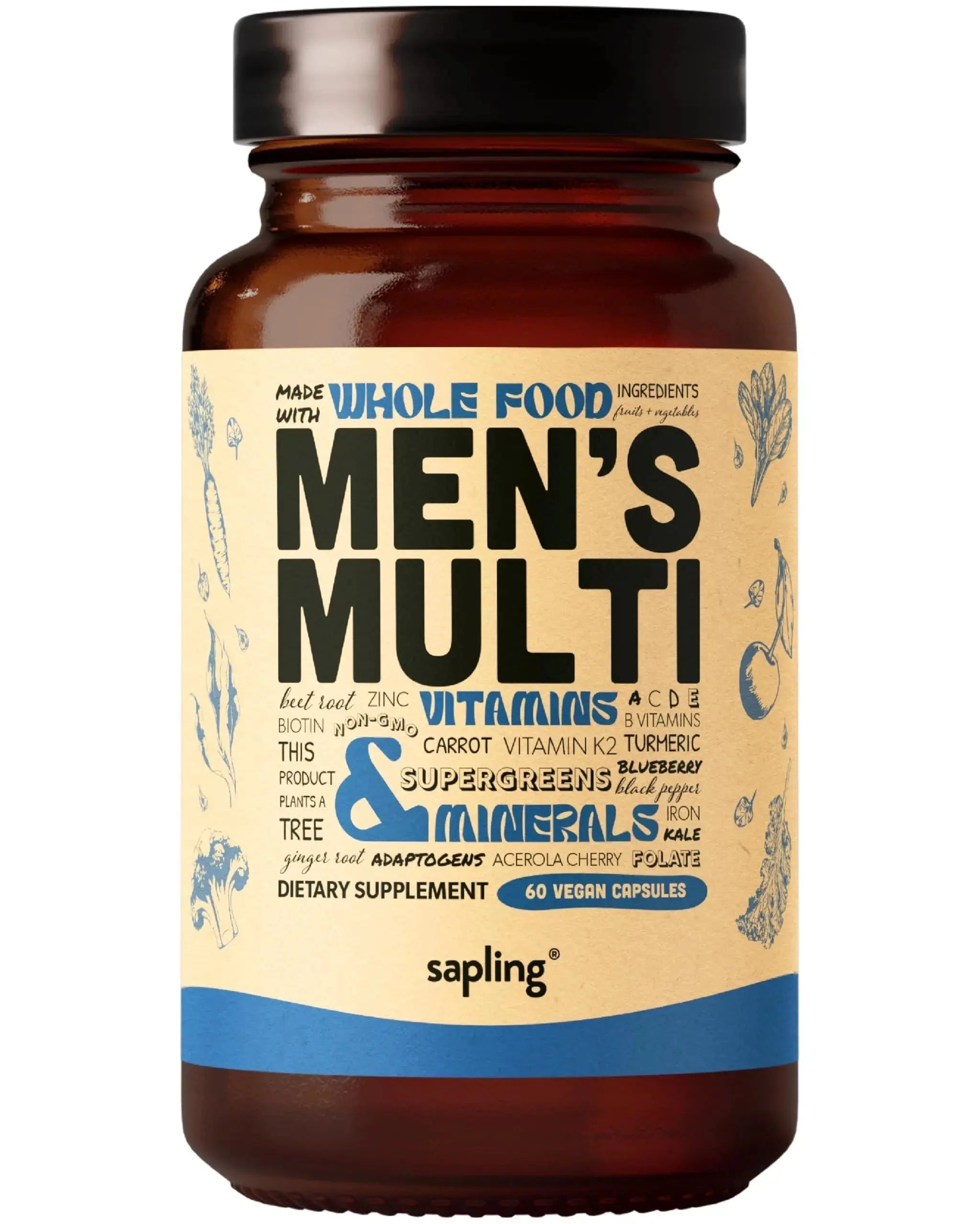 Multivitamin for Men - Daily Men’s Multivitamin - Methylated B Complex with Whole Food Ingredients, Vitamin B12, Folate sapling Au supplements