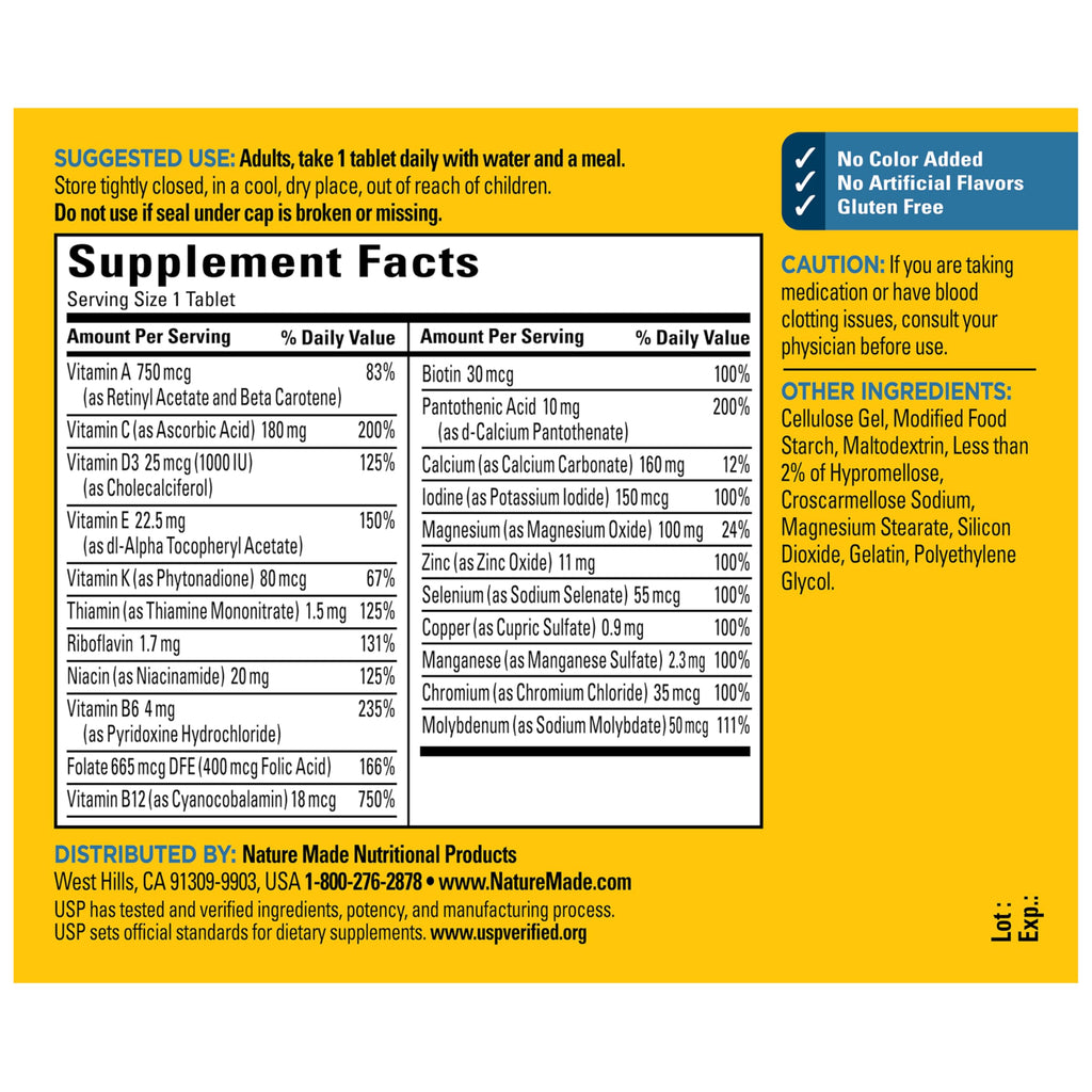 Nature Made Multivitamin for Him, Mens Multivitamins with No Iron, Daily Nutritional Support, Nature Made Multi Mens Vitamins & Minerale