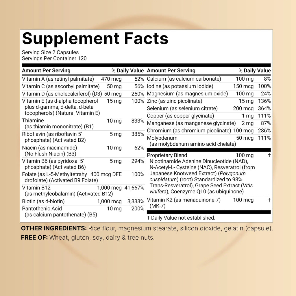 Methylated Multivitamin, 240 Capsules | Highly Bioavailable – 27 Advanced Nutrients – Vitamins A, C, D3, K2 + B Complex with Methylfolate, Methylcobalamin NatureBell Au supplements