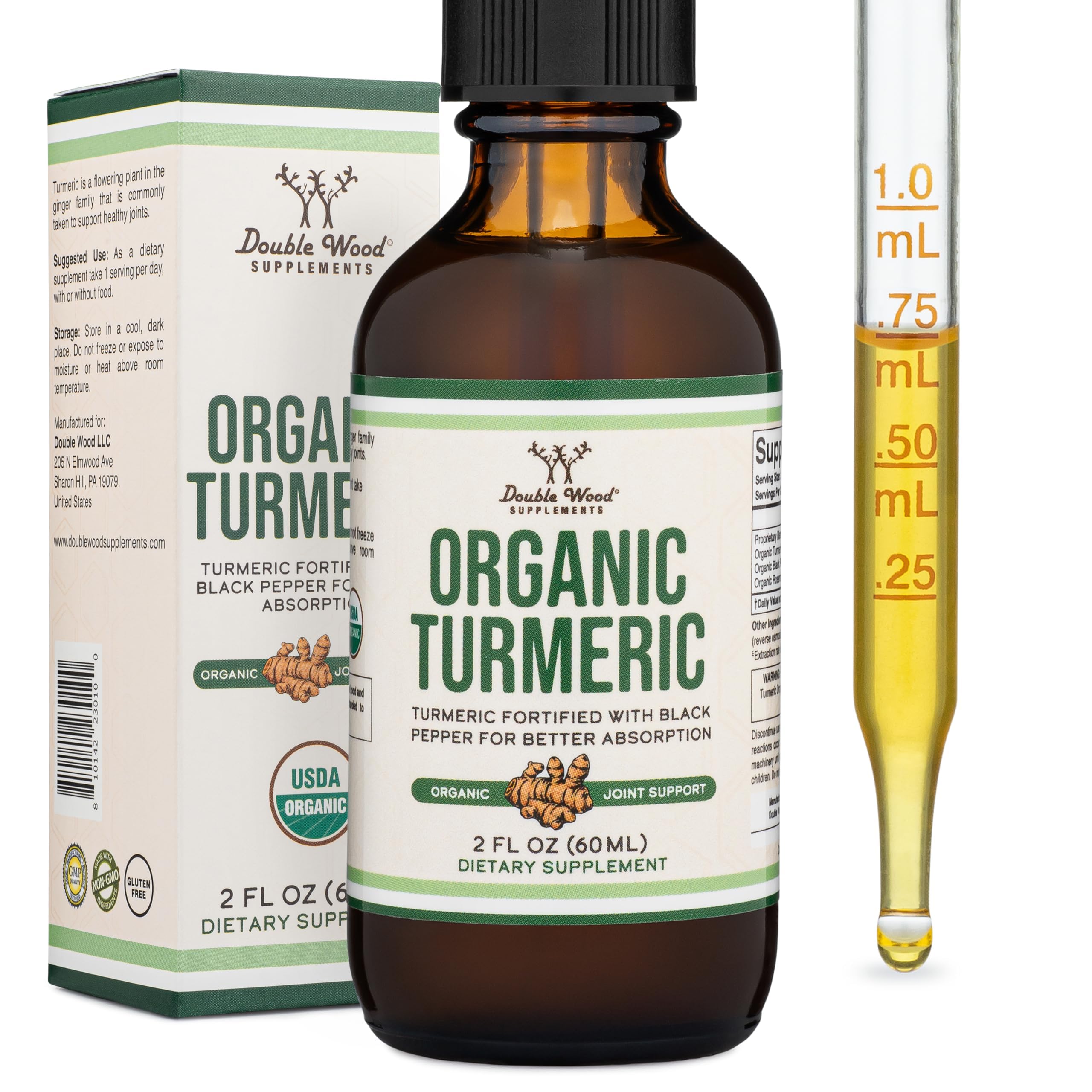 Turmeric Curcumin with Black Pepper Drops - Organic Turmeric Supplement Drops 1,180mg - 2FL OZ, 60 Servings (with Black Pepper Seed, Ginger, Rosemary, and Sage)