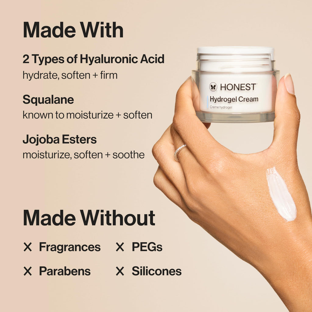 Honest Beauty Hydrogel Cream with Hyaluronic Acid, Lightweight Moisturizing Water, Gentle for Sensitive Skin