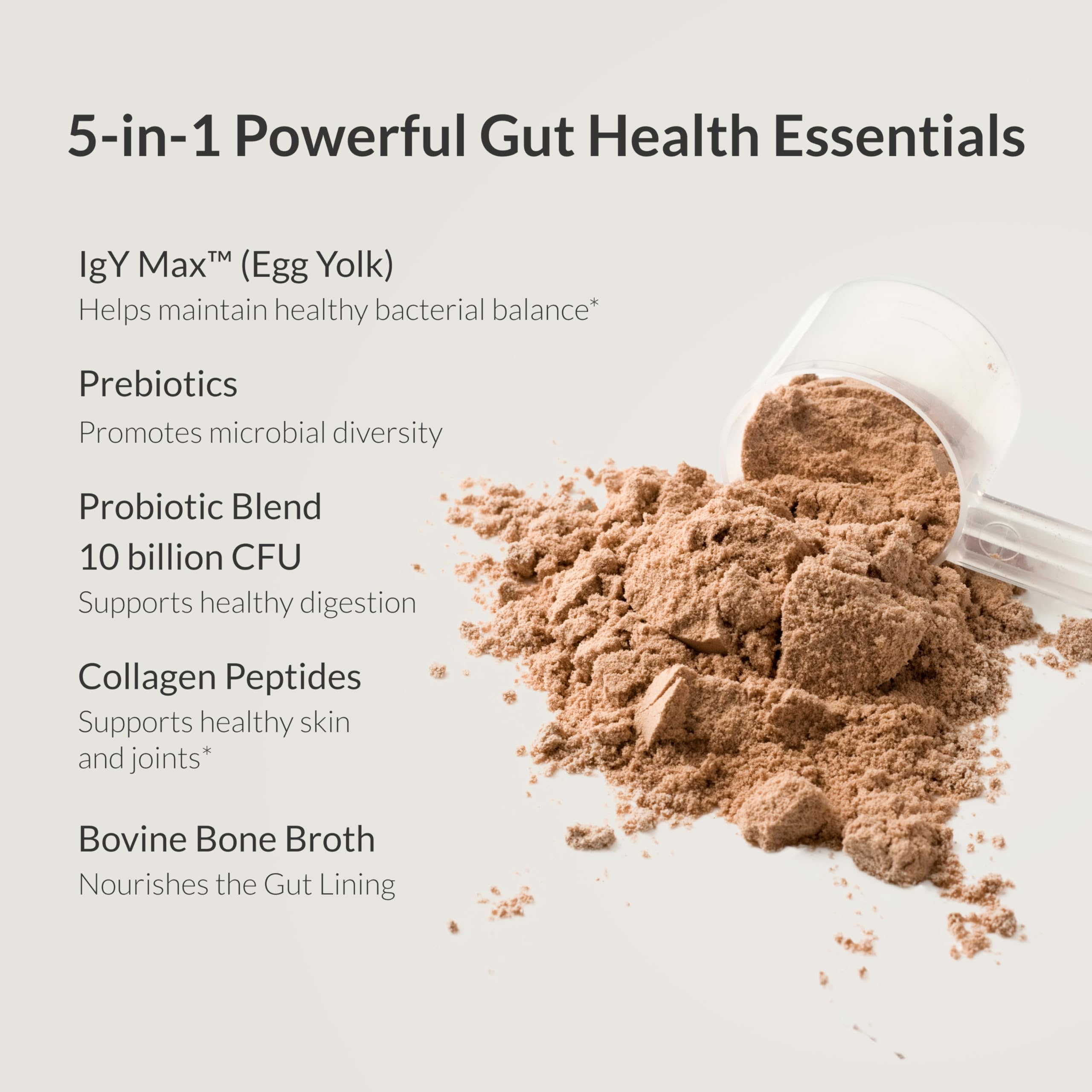 Microbiome Breakthrough Gut Support Powder Chocolate Flavor With Lactobacillus Strains, Bone Broth & Collagen Source of L-Glutamine Supports Digestive Comfort, Gas & Bloating Relief 30 Servings*