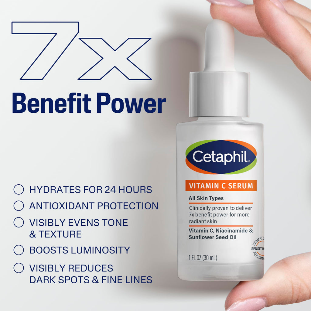 Cetaphil Vitamin C Serum, Visibly Reduces Look of Dark Spots and Hyperpigmentation, Formulated with Niacinamide