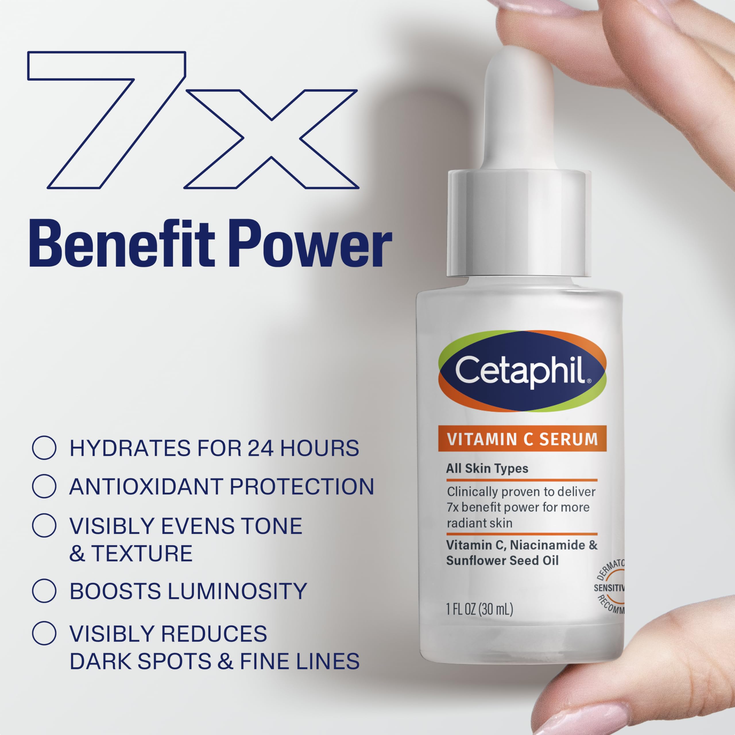 Cetaphil Vitamin C Serum, Visibly Reduces Look of Dark Spots and Hyperpigmentation, Formulated with Niacinamide