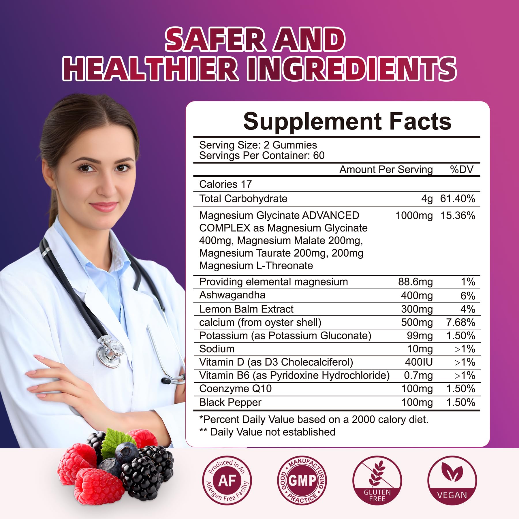 120 CT Magnesium Glycinate Gummies 1000 mg for Women and Men, Magnesium Malate & Taurate Supplements for Sleep, Body Support and Relaxation, Sugar Free