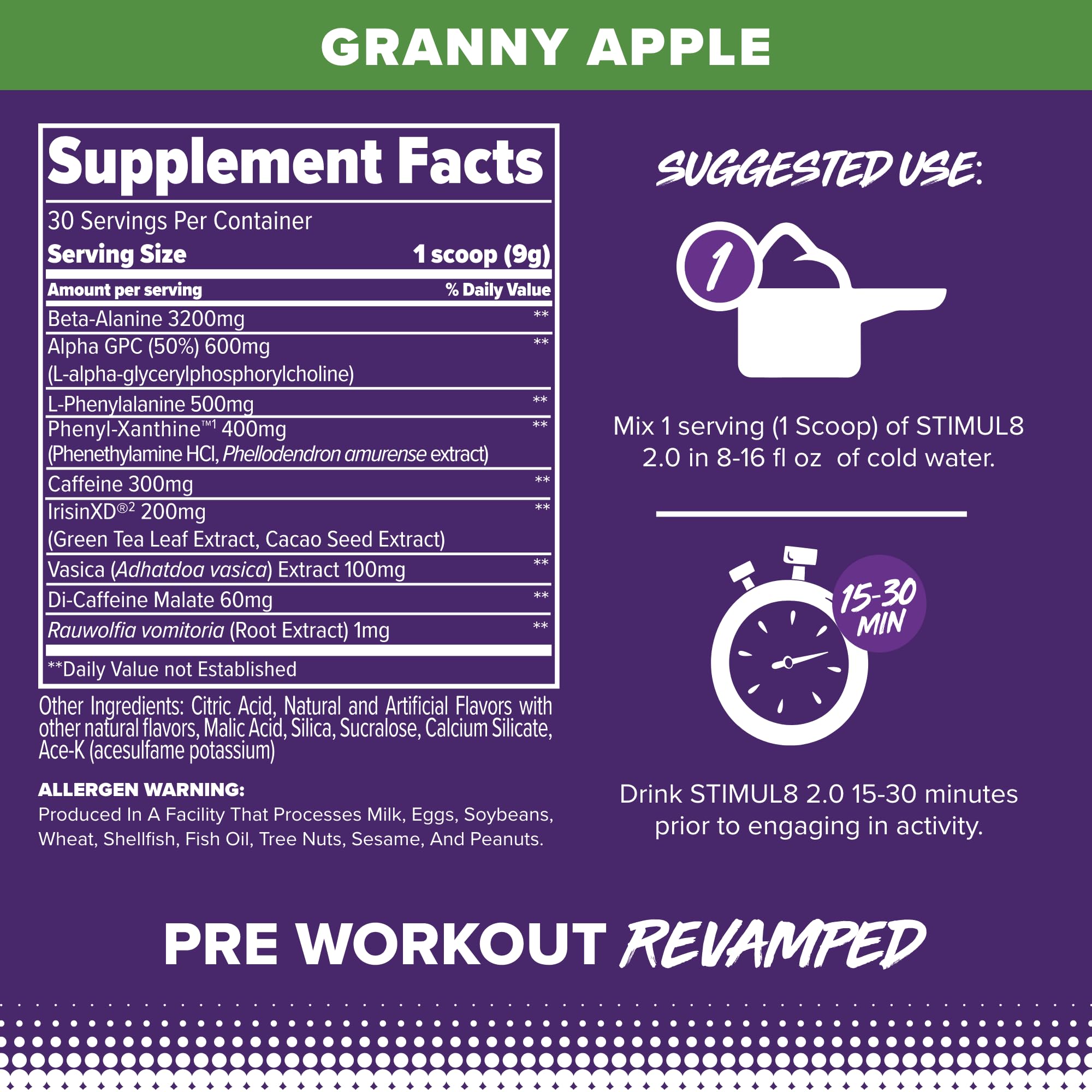 FINAFLEX STIMUL8 2.0 Pre Workout, Granny Apple - Delivers Energy, Focus & Strength FINAFLEX Au supplements