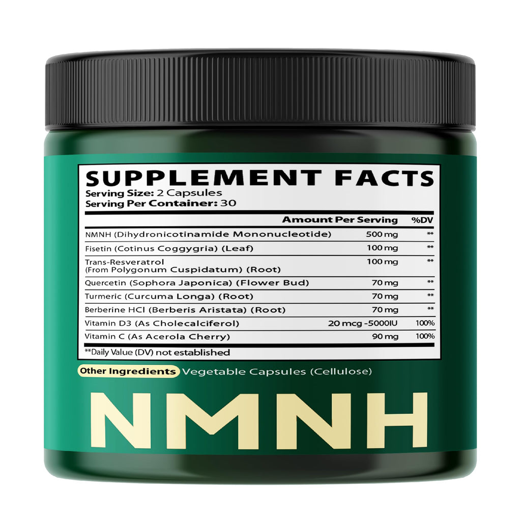 Satoomi 8in1 NMNH - NMN Supplement Alternative - NAD Supplement to Support NAD Levels Added Fisetin, Resveratrol, Quercetin, Turmeric, Berberine, Vitamin D3 & C - 60 Count for 30 Days Satoomi Au supplements