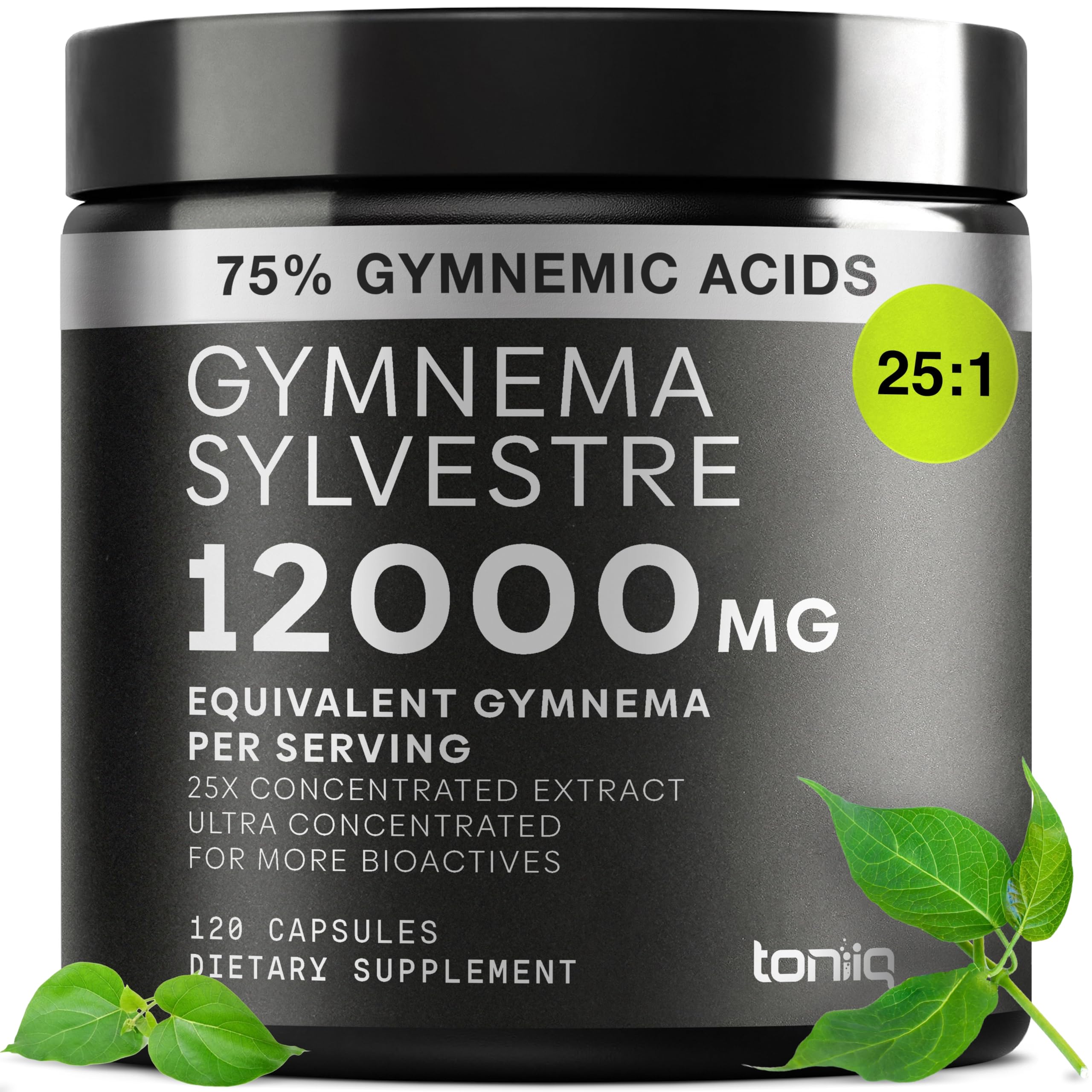 Toniiq Gymnema Sylvestre – Ultra High Potency 25:1 Extract Standardized to 75% Gymnemic Acids – 500mg Clinical Dose – Triple-Tested Purity – 120 Vegan Capsules Toniiq Au supplements