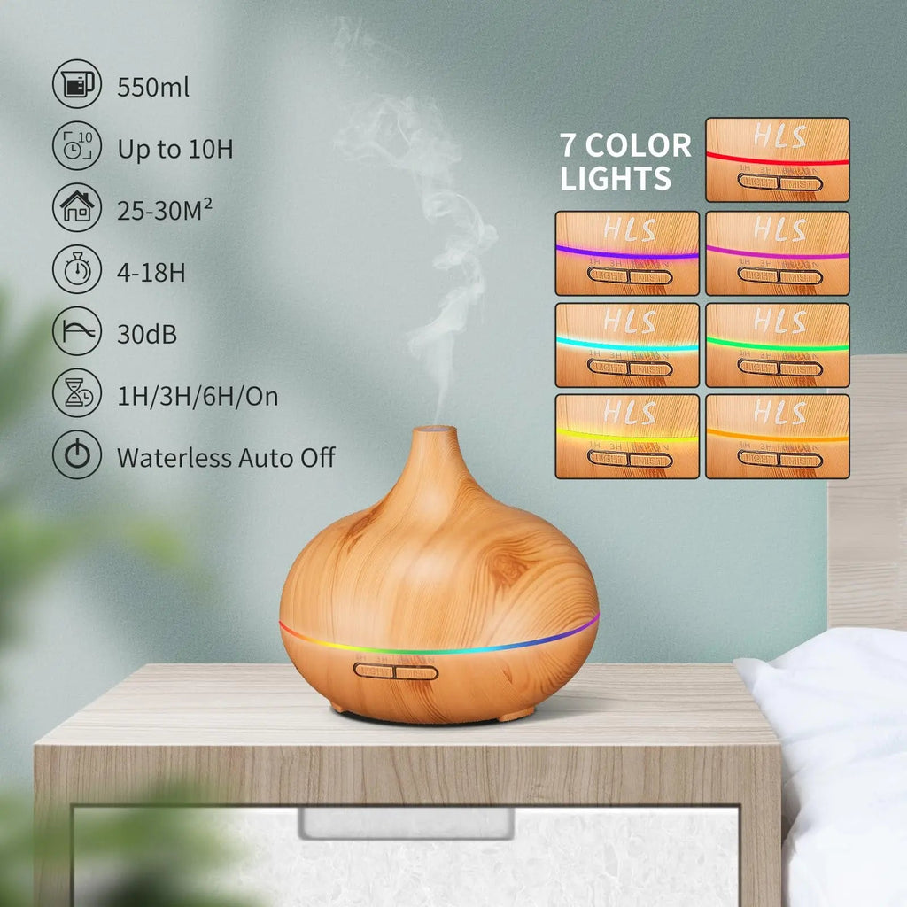 HLS 550ml Aroma Diffusers for Essential Oils Large Room with 10 Essential Oils,Ultrasonic Aromatherapy HLS Au supplements