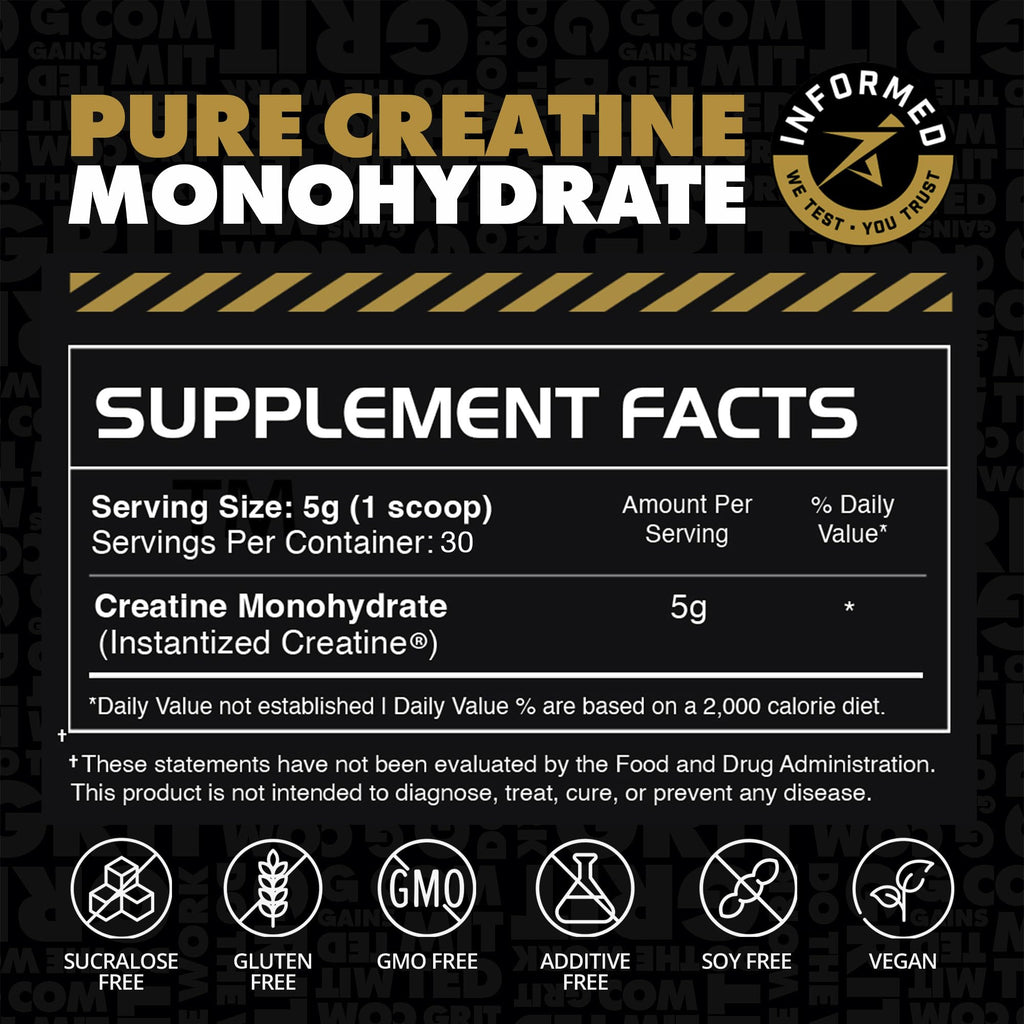 Gains in Bulk Instantized Creatine Monohydrate for Women and Men, Soluble Creatine Powder, Supports Muscle Building, Strength and Performance, Bodybuilding Supplements, Unflavored, 30 Servings GAINS IN BULK GAINSINBULK.COM Au supplements