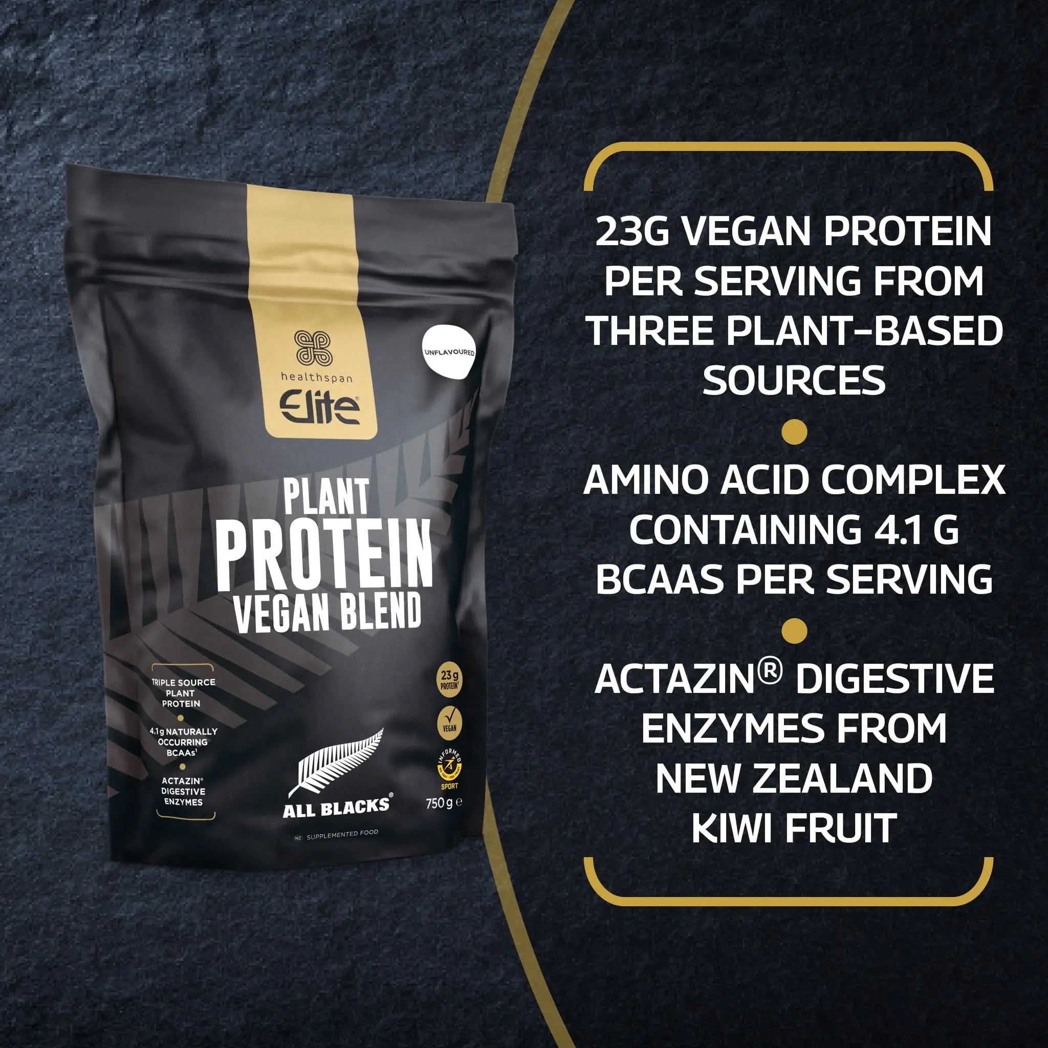 Healthspan Elite Plant Protein Vegan Blend (750g) | All Blacks Partner | 23g Protein Per Serving Healthspan Elite Au supplements