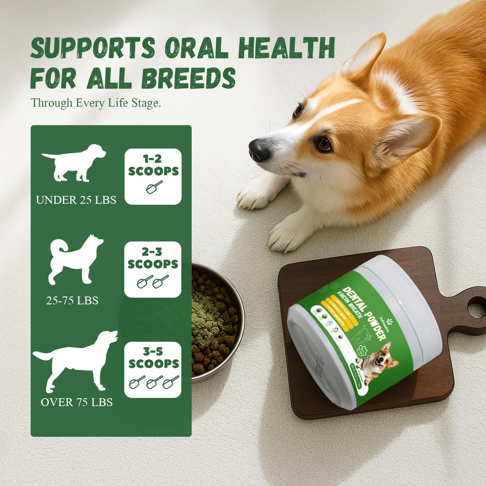 Vetriuntrix Dog Dental Powder, Dental Powder for Dogs Teeth Cleaning and Breath Fresh, Dog Teeth Cleaning Powder with Natural Plants Ingredients and Postbiotics, 200g Vetriuntrix Au supplements