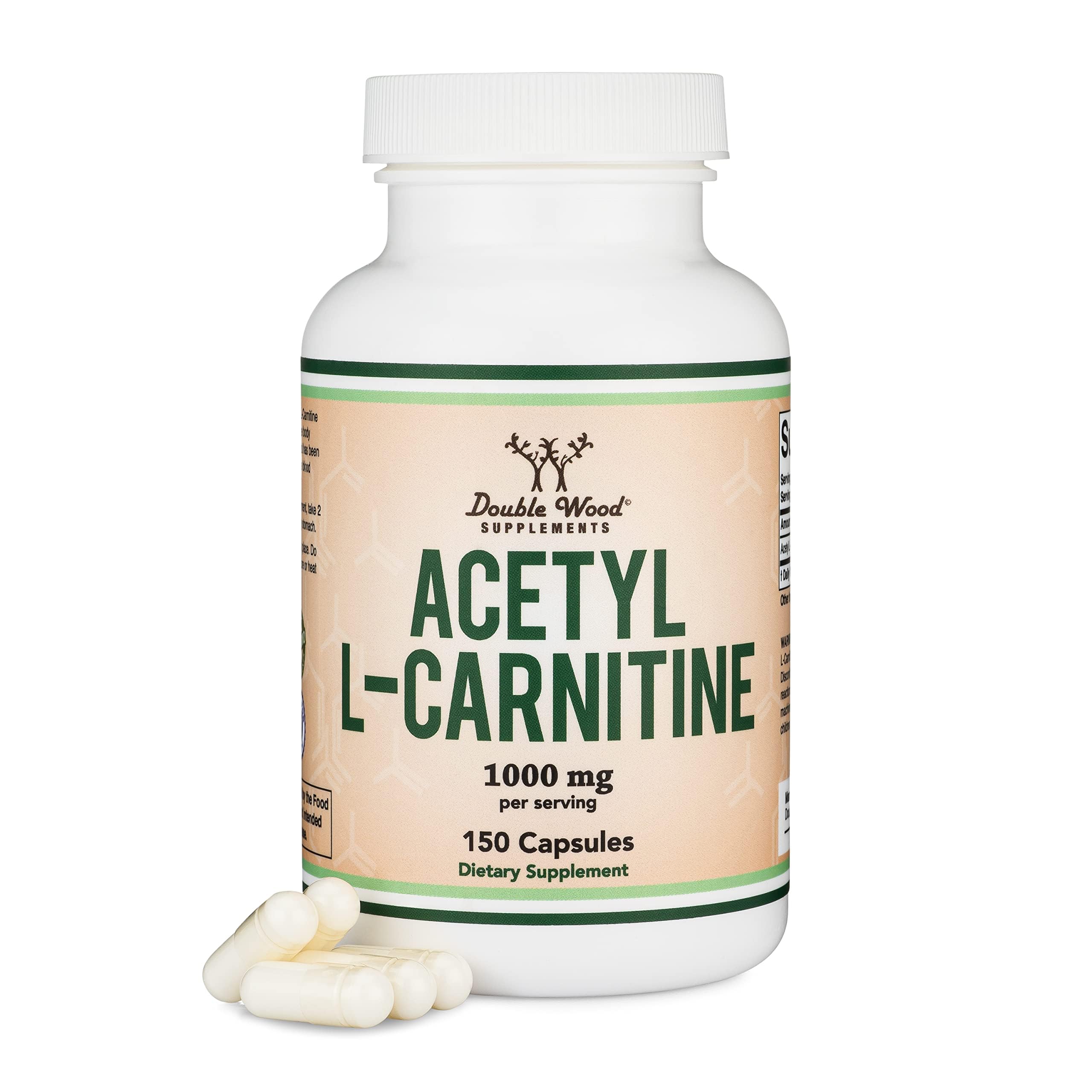 Acetyl L-Carnitine 1,000mg Per Serving, 150 Capsules (ALCAR for Brain Function Support, Memory, Attention, and Stamina) Acetyl L Carnitine That is Third Party Tested by Double Wood Double Wood Supplements Au supplements