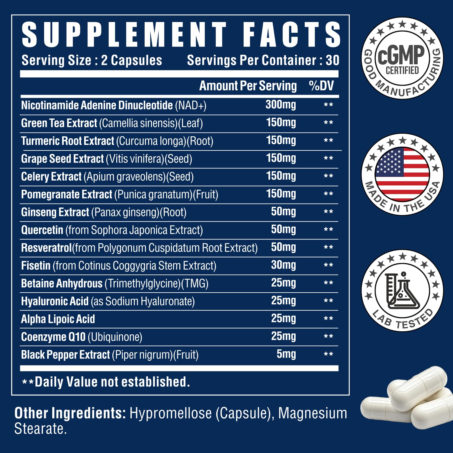 NAD+ Supplement-NMN Upgrade Alternative,NAD Resveratrol Supplement 15-in-1 CoQ10 for Man & Women–Third-Party Tested(Made & Tested in USA).Supports Cellular Energy,Healthy Aging-Non-GMO - 60 Capsules NUTRI POTENTIA Au supplements