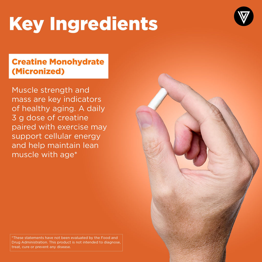 Vital Vitamins Creatine Monohydrate Pills for Women & Men - Micronized Creatine Capsules - Cognitive, Strength, Recovery Support - 3g (3000mg) per Serving - Vegan, Non-GMO, 120 Count Vital Vitamins Au supplements