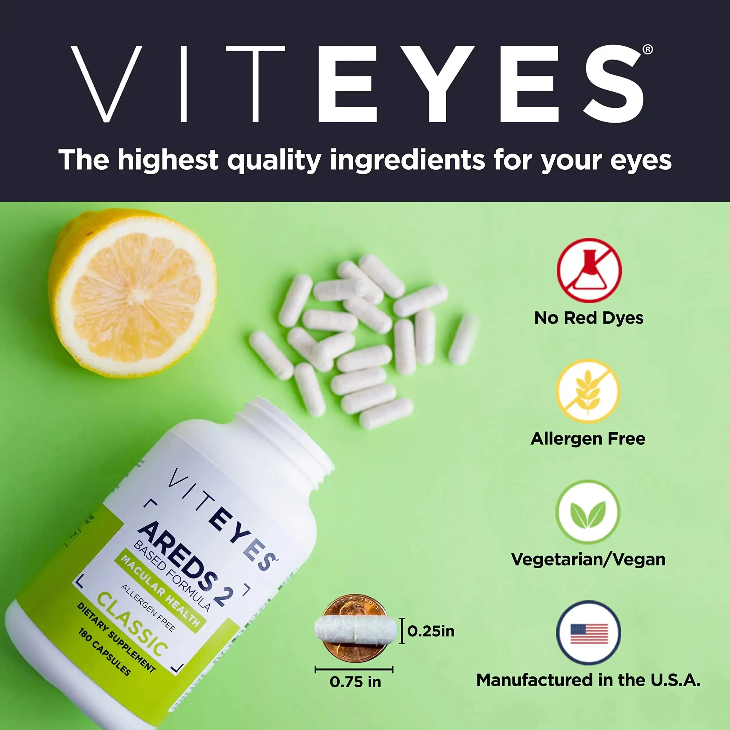 Viteyes AREDS 2 Capsules and Viteyes Multivitamin AREDS 2 Companion, Single Daily Dose Eye Vitamins, 3 Month Supply Viteyes Au supplements