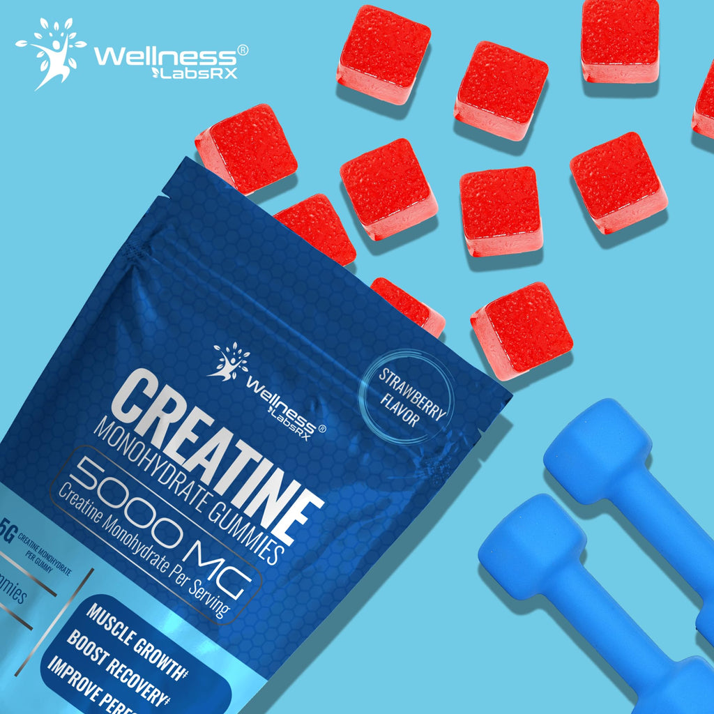 Creatine Gummies 5000mg, 30 Servings Creatine Monohydrate Gummies - Third-Party Tested Creatine for Women, Strawberry Flavor Creatine for Men, Muscle Growth,