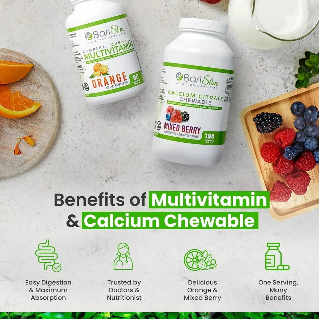 BariSlim Bariatric Calcium Citrate & Complete Chewable Multivitamin - Bariatric Vitamin and Supplement for Post Bariatric Surgery Including Gastric Bypass and Gastric Sleeve BariSlim Au supplements