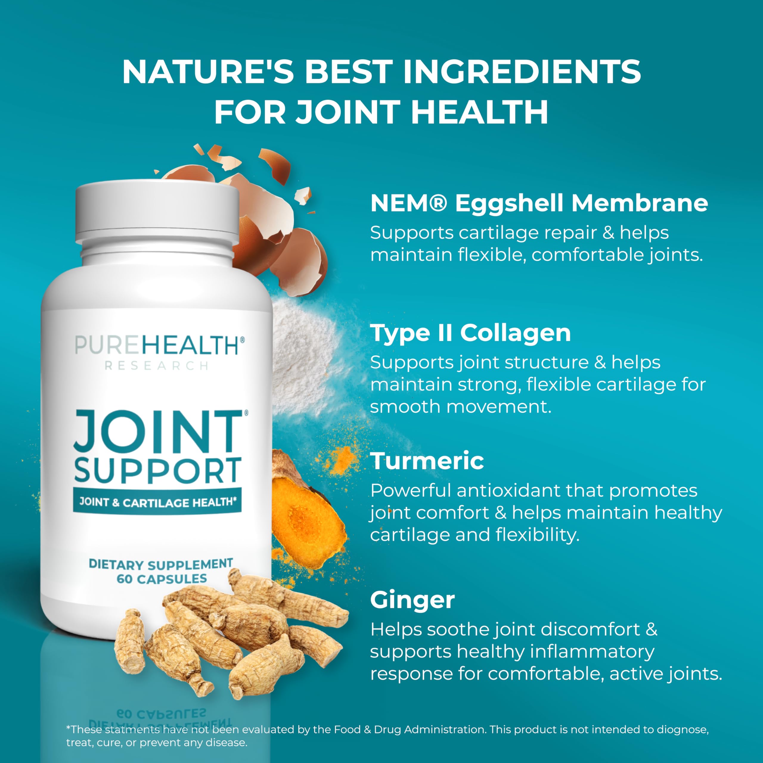 PUREHEALTH RESEARCH Joint Support NEM Eggshell Membrane with Boswellia Extract, Calcium & Turmeric, 60 Capsules PUREHEALTH RESEARCH Au supplements